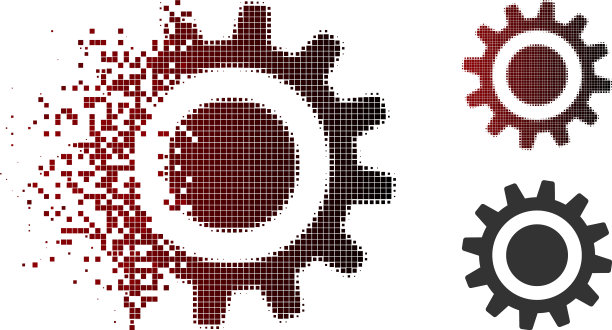 溶解像素半色调齿轮图标图片下载