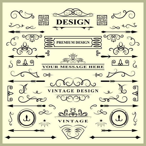 一套复古的装饰元素繁荣图片下载