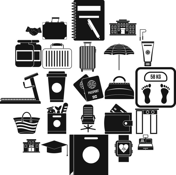 手提箱图标设置简单的风格图片下载