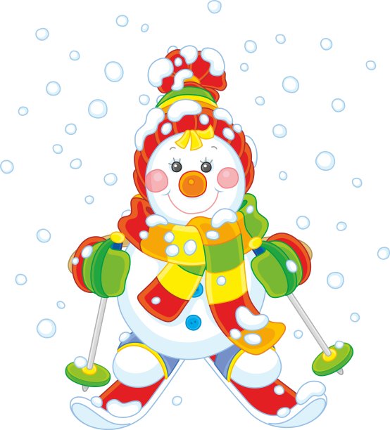 圣诞雪人滑雪图片下载