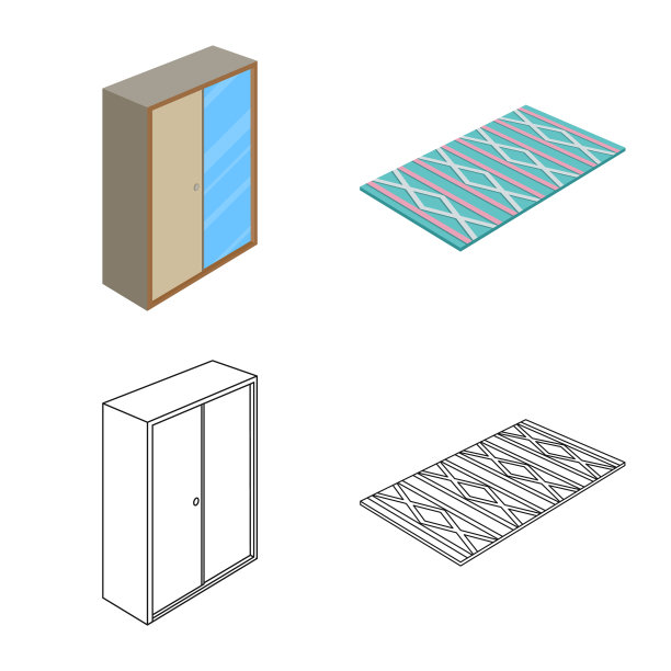 卧室和房间标志集图片下载