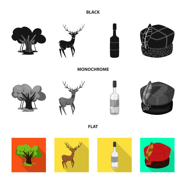 孤立对象的传统和旅游标志设置图片下载