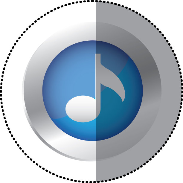 带音符的彩色贴纸圆形标志图片下载