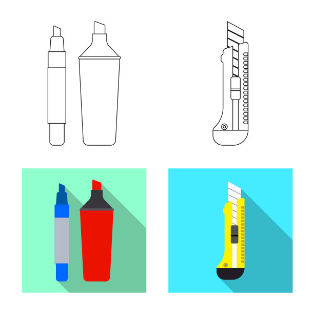办公用品孤立对象符号集图片下载