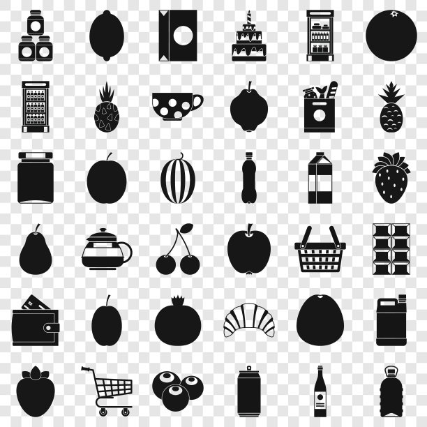 食物和饮料图标设置简单的风格图片下载