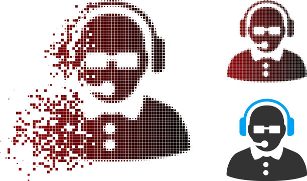 破碎的像素半色调女性操作员图标图片下载