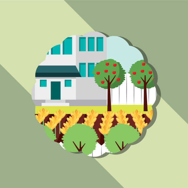 花园房子，花坛，苹果树，园艺形象图片下载