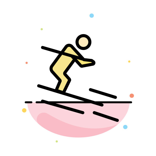运动滑雪运动员抽象平面颜色图片下载