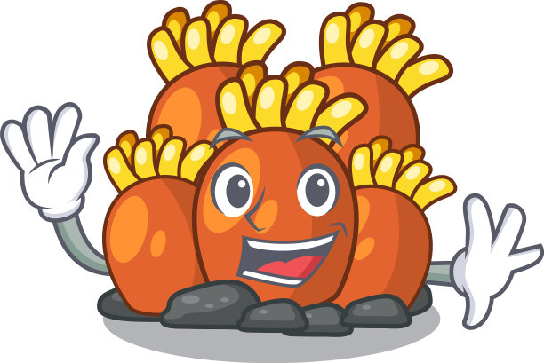 舞动的橙色珊瑚礁孤立的吉祥物图片下载