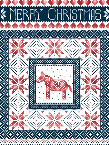 红蓝相间的达拉马圣诞贺卡图片下载