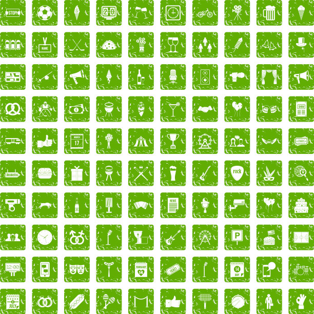 100个事件图标设置grunge绿色图片下载