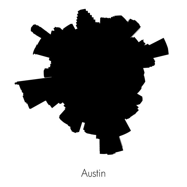 行星奥斯汀圆形轮廓天际线图片下载