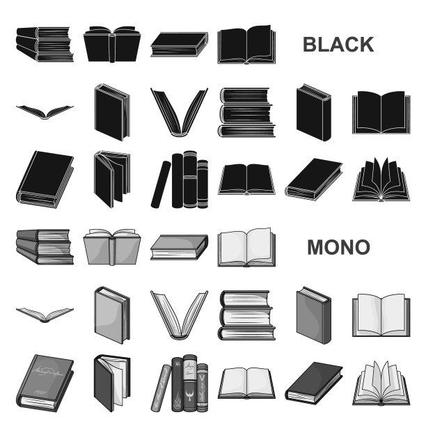 书在装订的黑色图标集图片下载