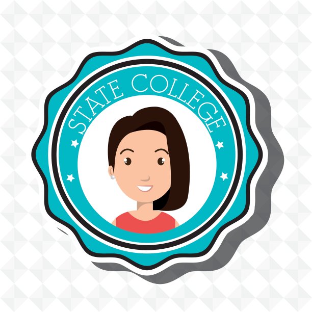 州立大学学生徽章女图片下载