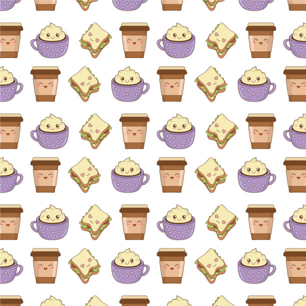 一套面包房食物卡哇伊的人物图片下载