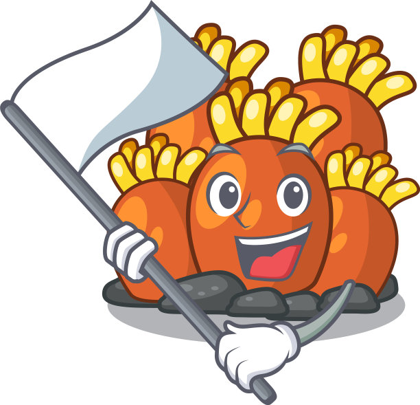 与旗帜微型橙色珊瑚礁的字符图片下载