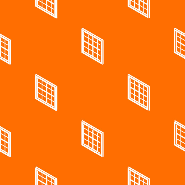 格子窗框图案橙色图片下载