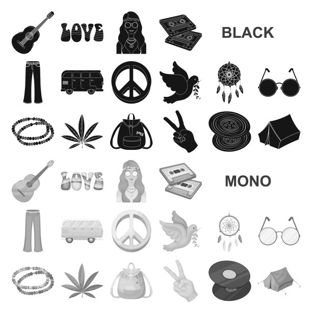 快乐和属性黑色图标集合图片下载