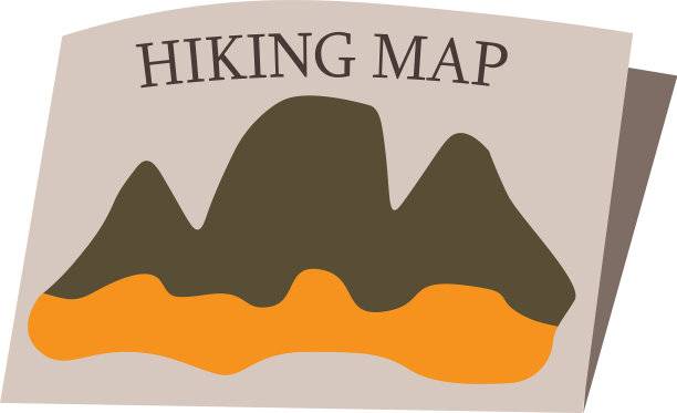 徒步旅行地图平在白色上图片下载