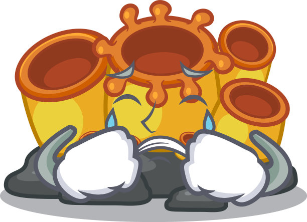 哭橙色海绵珊瑚卡通在海里图片下载