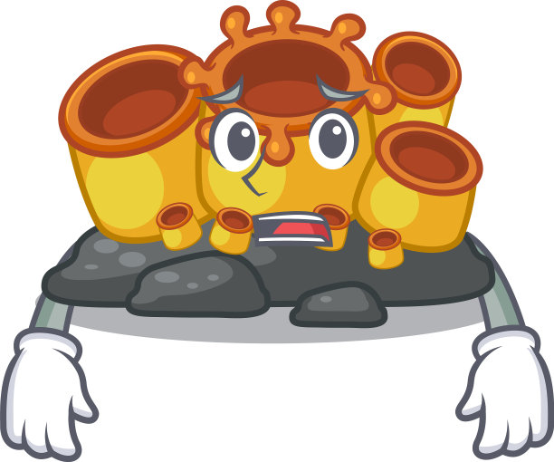 害怕橙色海绵珊瑚卡通在海里图片下载