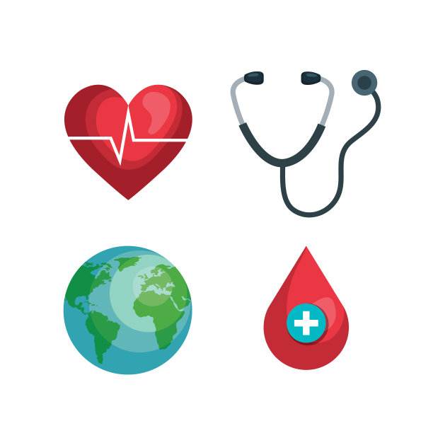 用听诊器和滴血设置心跳图片下载