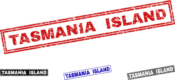Grunge Tasmania岛刻划矩形邮票图片下载