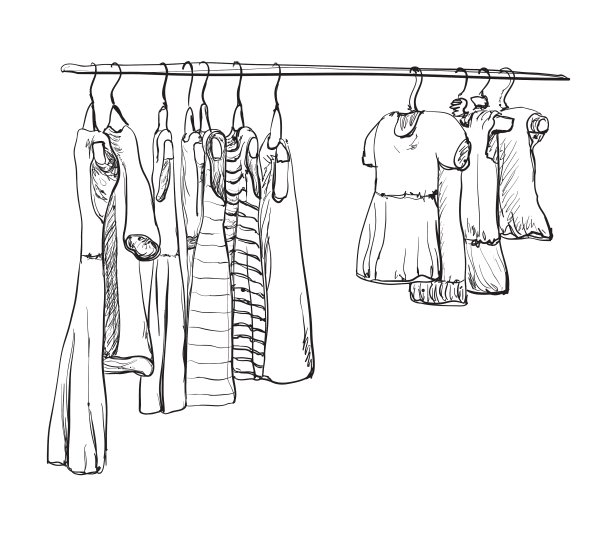 为小女孩手绘的衣柜草图图片下载