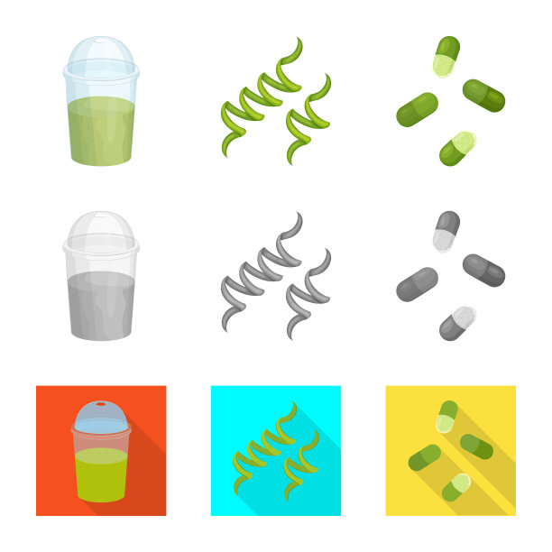 设计蛋白和海洋标志套装图片下载