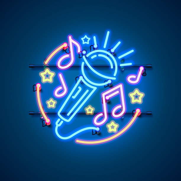 霓虹牌音乐卡拉ok横幅图片下载