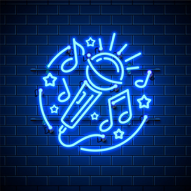 霓虹牌音乐卡拉ok横幅图片下载