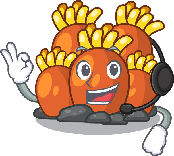 带耳机的迷你橘色珊瑚礁图片下载