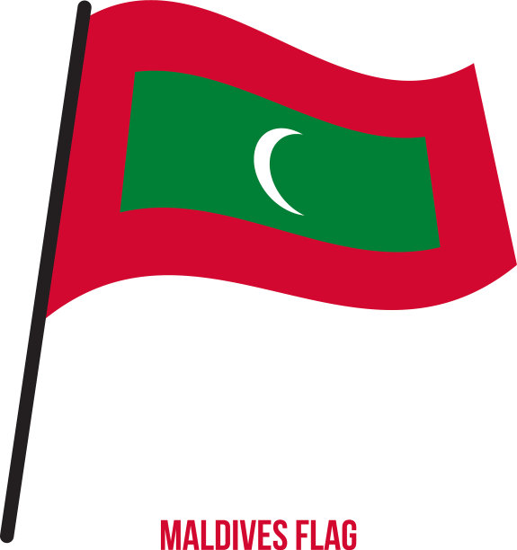 马尔代夫国旗飘扬在白色背景的马尔代夫图片下载
