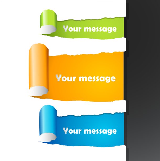 一套撕裂的纸与地方为您自己的文本图片下载