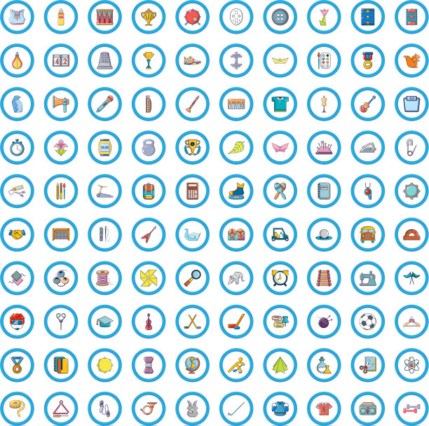 100课图标设置卡通风格图片下载