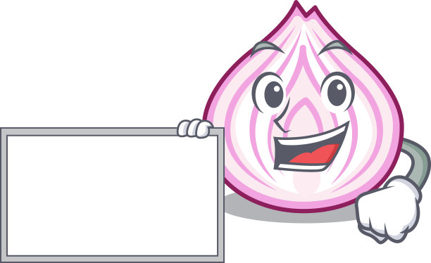 用板子切成半片的卡通洋葱图片下载