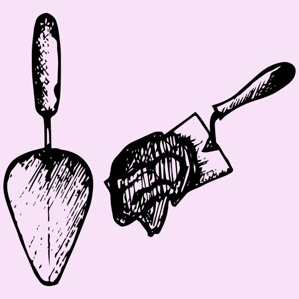 泥铲和水泥砂浆图片下载