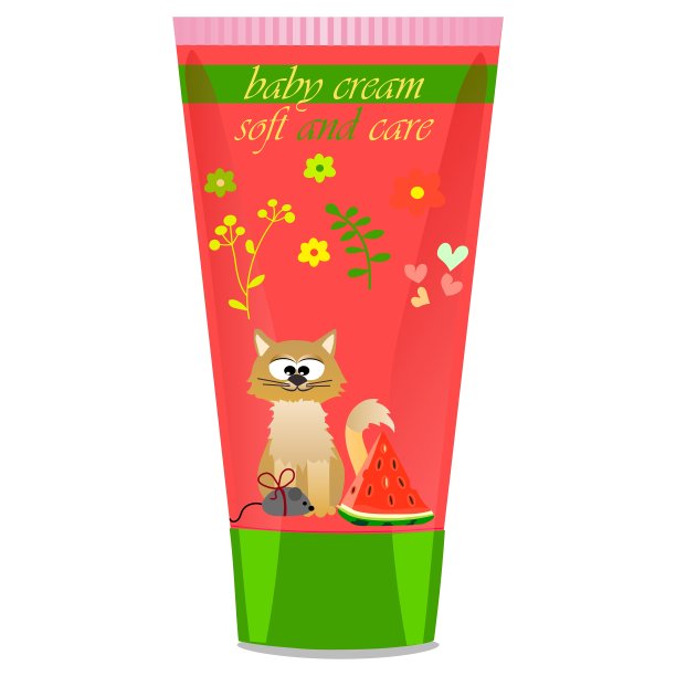 婴儿乳霜管与儿童设计图片下载