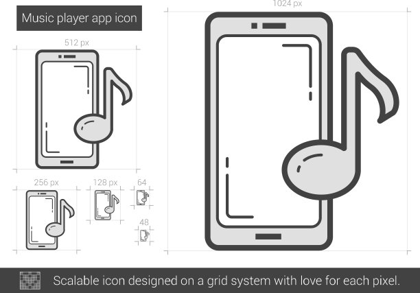 音乐播放器App线性图标图片下载