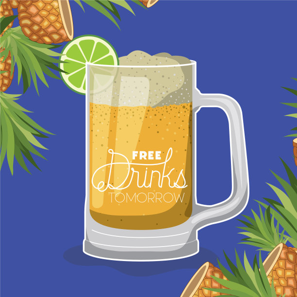 免费饮料的玻璃标签图片下载