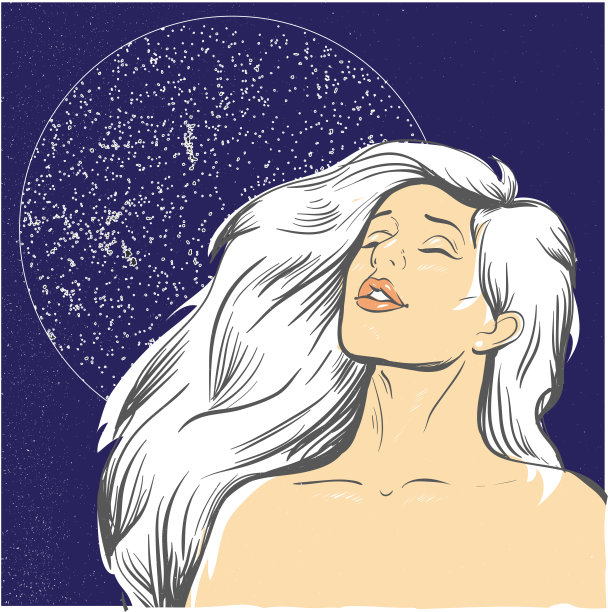 晚上有月光股票的金发女人图片下载