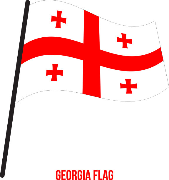 佐治亚国旗在白底佐治亚飘扬图片下载