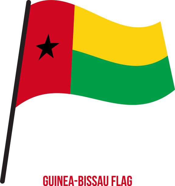 白色背景上飘扬的几内亚比绍国旗图片下载