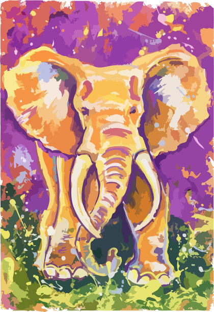 紫大象水粉画图片下载