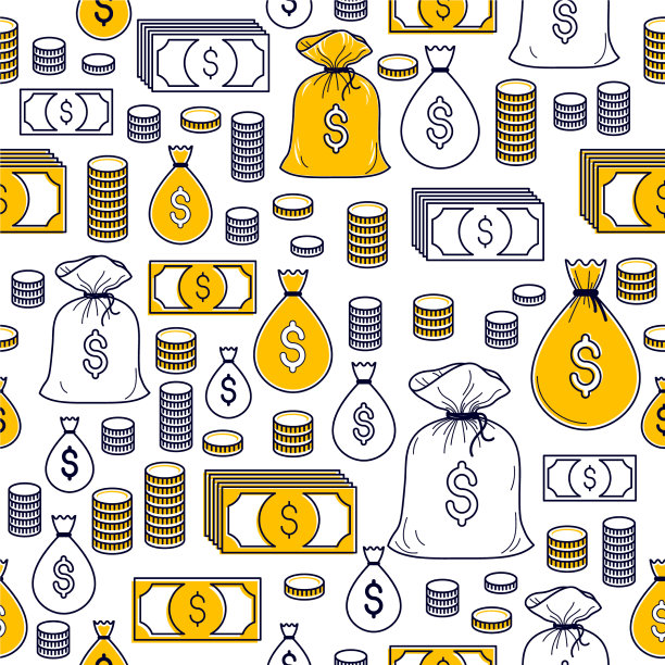 金融图标设置无缝背景图片下载