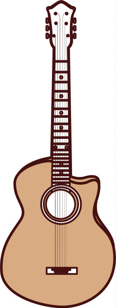 可爱的棕色吉他卡通图片下载