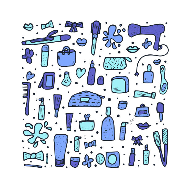 一套化妆品的美容工具收集图片下载