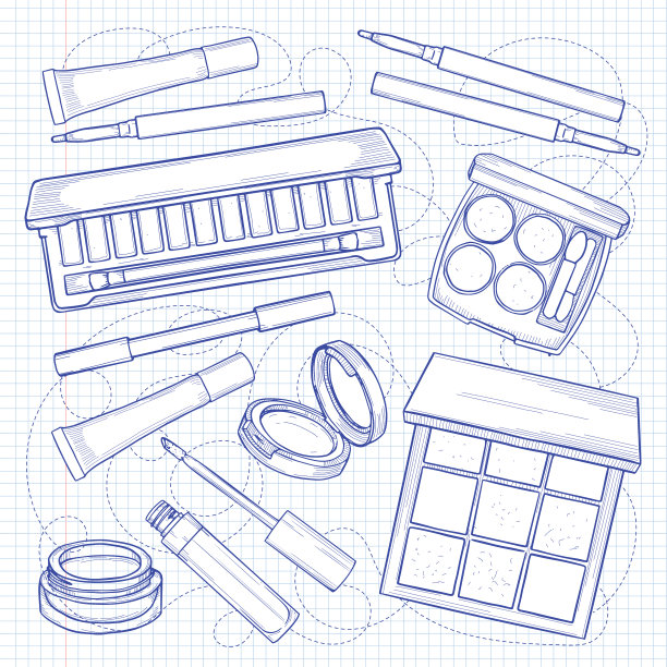 素描一套化妆产品图片下载