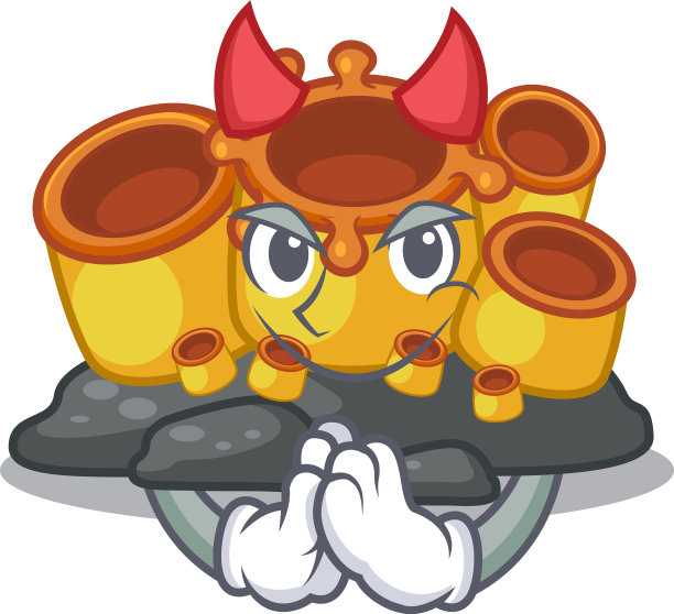 魔鬼橙色海绵珊瑚卡通在海里图片下载