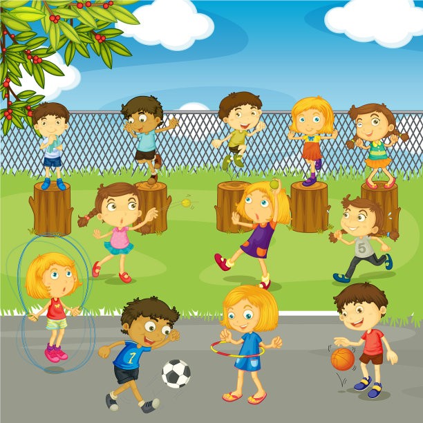 很多孩子在公园里玩图片下载